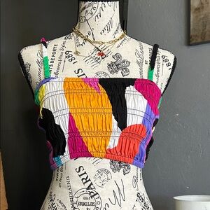 Colorblock Smocked Tube Top — Multicolor